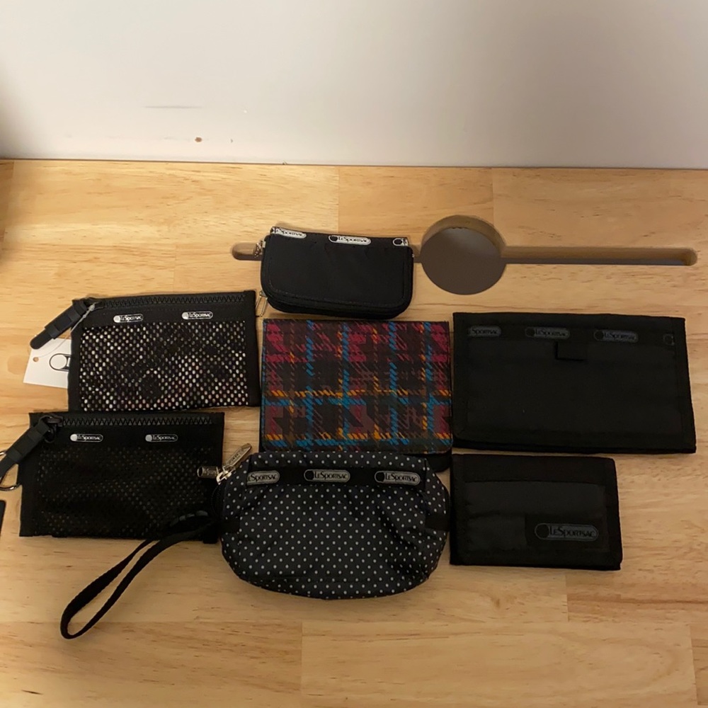 LeSportsac Black Variety Pouch Bundle of 7